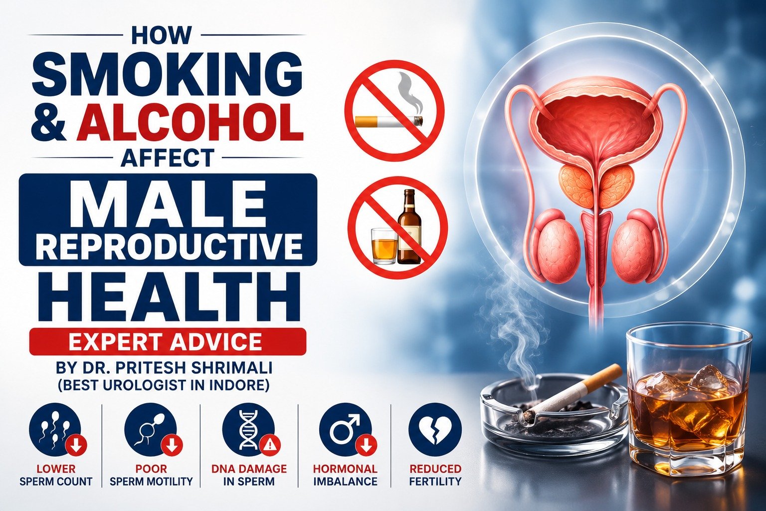 How Smoking and Alcohol Affect Male Reproductive Health – Expert Advice by Dr. Pritesh Shrimali (Best Urologist in Indore)